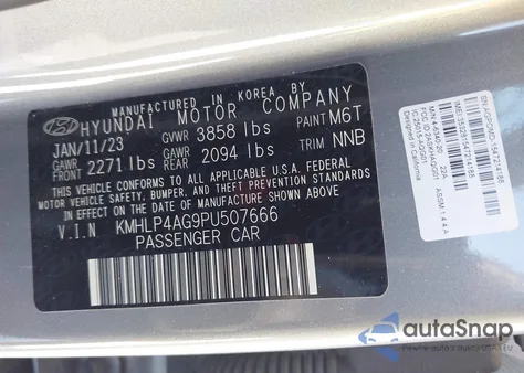 2023 Hyundai Elantra Limited z USA, uszkodzony, nr VIN KMHLP4AG9PU507666